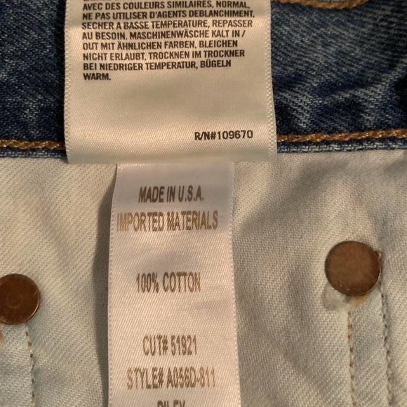 Agolde Riley Sz 25 high-waisted, straight-leg, button fly distressed denim jeans - Picture 6 of 7